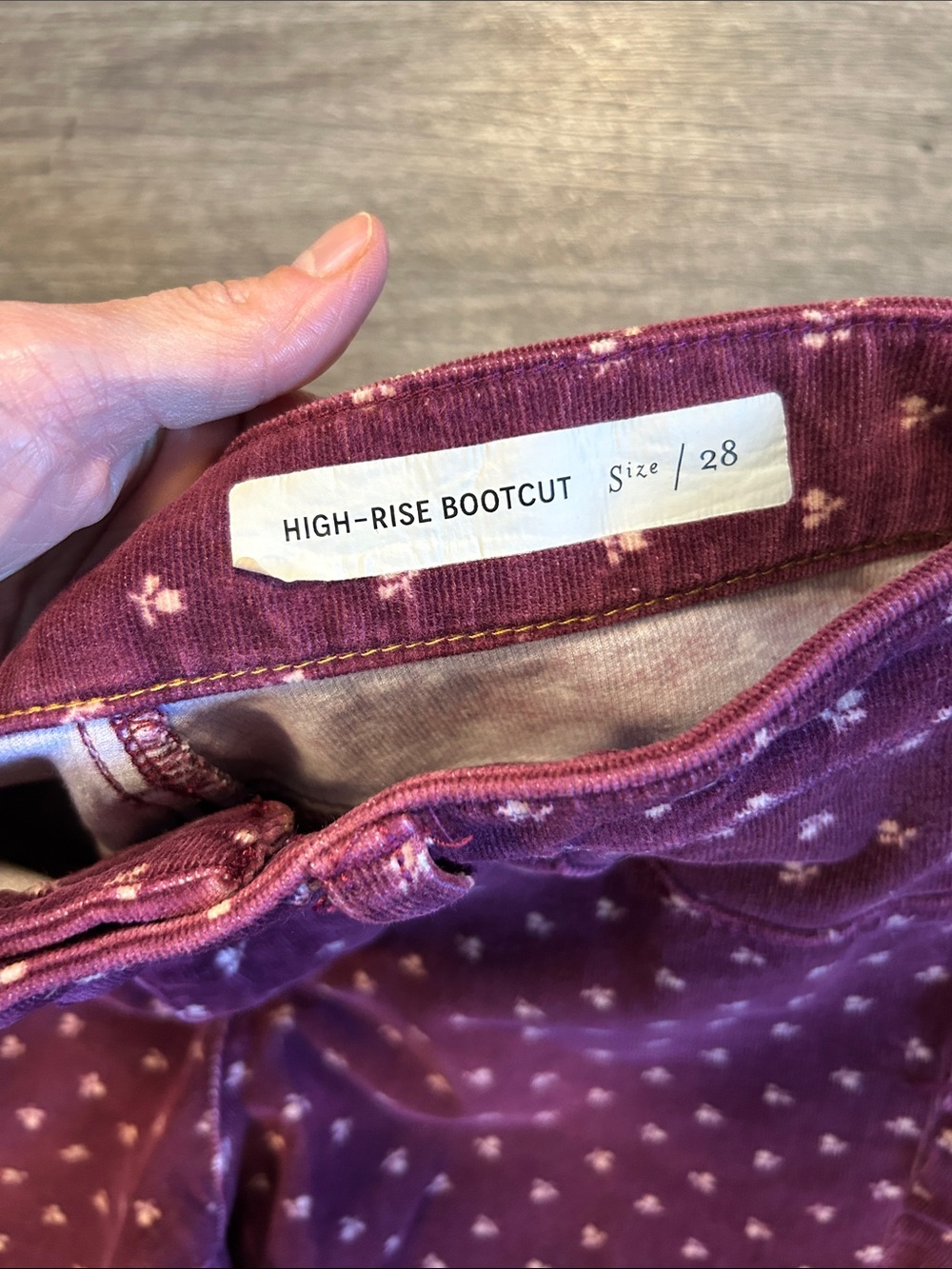 Pilcro and the Letterpress Anthro High Rise Bootcut Corduroy Jeans 28 Floral - Picture 4 of 8